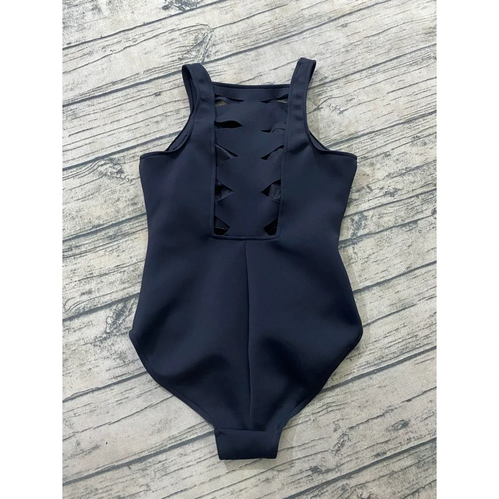 Magicsuit Womens 8 One Piece Bathing Swim Suit Zip Cut Out Stretch Black Beach